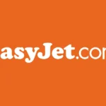 easyJet ავიაკომპანიის ოფიციალური ლოგო ნარინჯისფერ ფონზე
