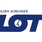 LOT Polish Airlines ავიაკომპანიის ოფიციალური ლოგო თეთრ ფონზე