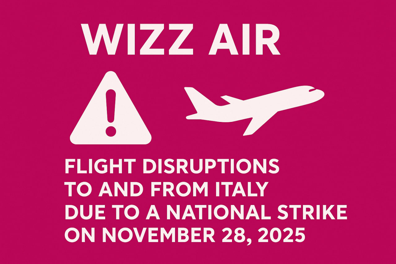 Wizz Air flight disruption notice for Italy due to national strike on 28 November 2025