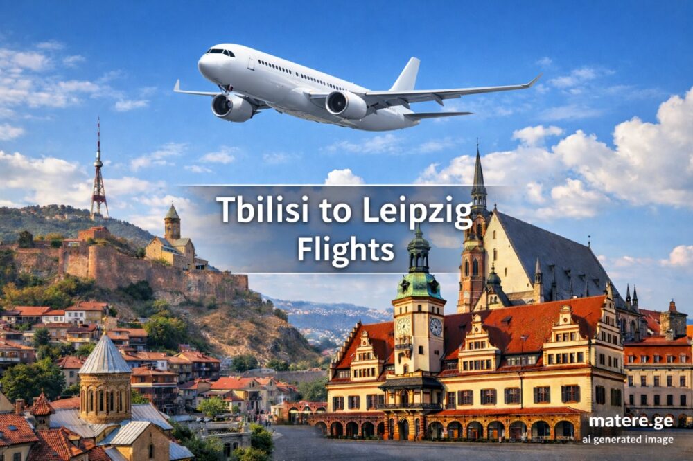 თბილისი ლაიფციგის ავიაბილეთების ბანერი — ფრენები თბილისიდან ლაიფციგის მიმართულებით