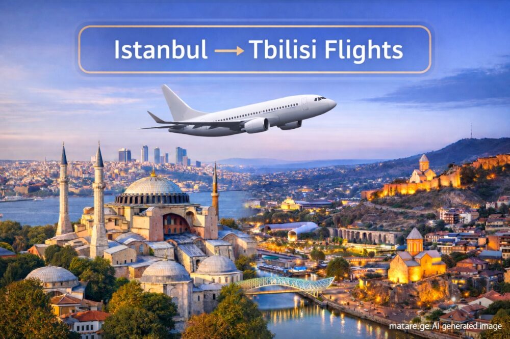 სტამბოლი თბილისის ავიაბილეთების ბანერი — ფრენები სტამბოლიდან თბილისის მიმართულებით