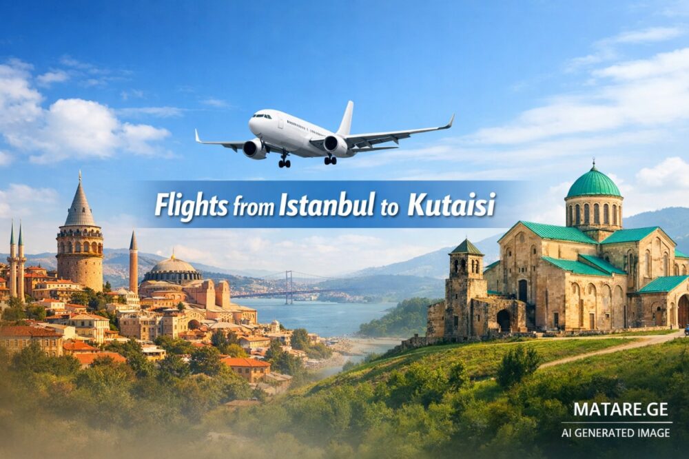 სტამბოლი ქუთაისის ავიაბილეთების ბანერი — ფრენები სტამბოლიდან ქუთაისის მიმართულებით