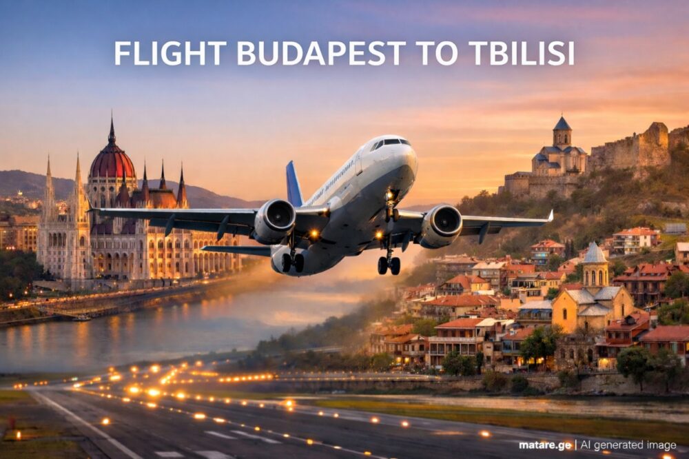 ბუდაპეშტი თბილისის ავიაბილეთების ბანერი — ფრენები ბუდაპეშტიდან თბილისის მიმართულებით