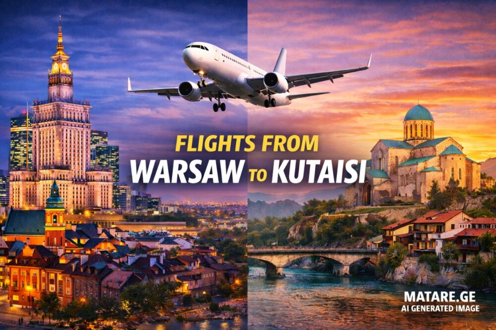 ვარშავა ქუთაისის ავიაბილეთების ბანერი — ფრენები ვარშავიდან ქუთაისის მიმართულებაზე