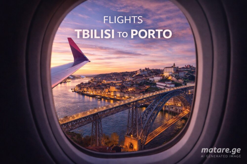 თბილისი პორტო ავიაბილეთები — ხედი თვითმფრინავის ფანჯრიდან