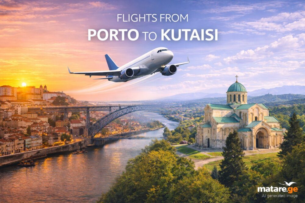 ფრენები პორტოდან ქუთაისში,ორი ქალაქის ხედი და თვითმფრინავი