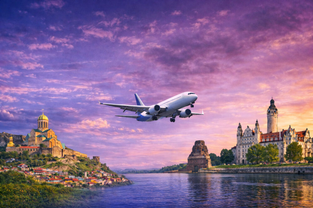 ქუთაისი ლაიფციგის ავიაბილეთების ბანერი — ფრენები ქუთაისიდან ლაიფციგის მიმართულებით