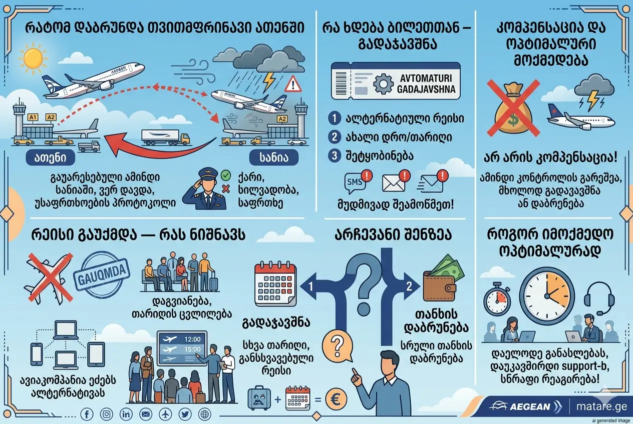 რეისის გაუქმება ამინდის გამო: Aegean Airlines-ის შემთხვევა | Matare.ge