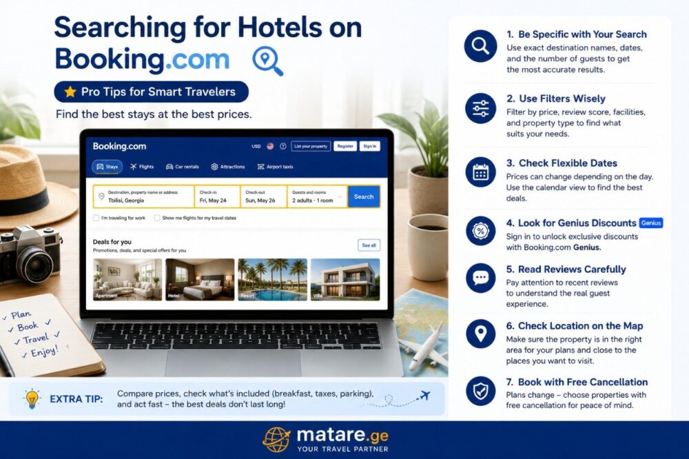 Booking.com-ზე სასტუმროს ძებნა — პროფესიონალური რჩევები მოგზაურებისთვის