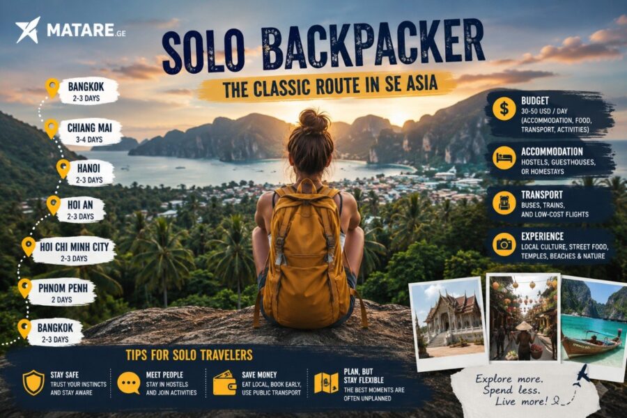 სამხრეთ აზიის Backpacker მარშრუტები solo მოგზაურებისთვის