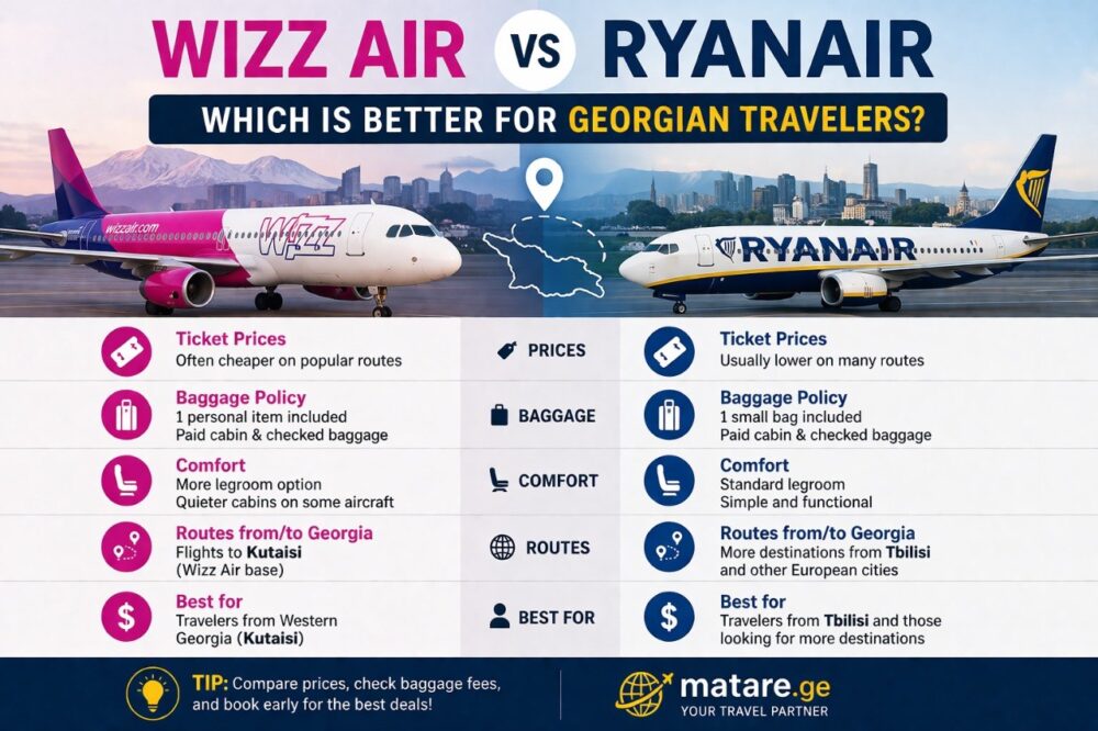 Wizz Air vs Ryanair — რომელი ავიაკომპანიაა უკეთესი ქართველი მოგზაურისთვის,