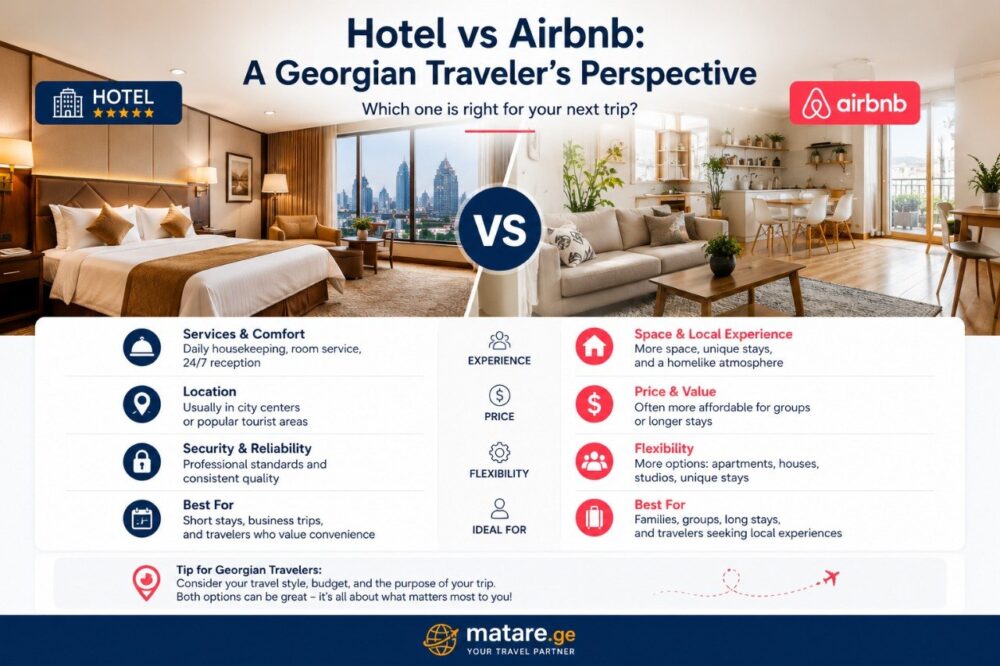 სასტუმრო vs Airbnb — რომელი არჩევანია უკეთესი ქართველი მოგზაურისთვის